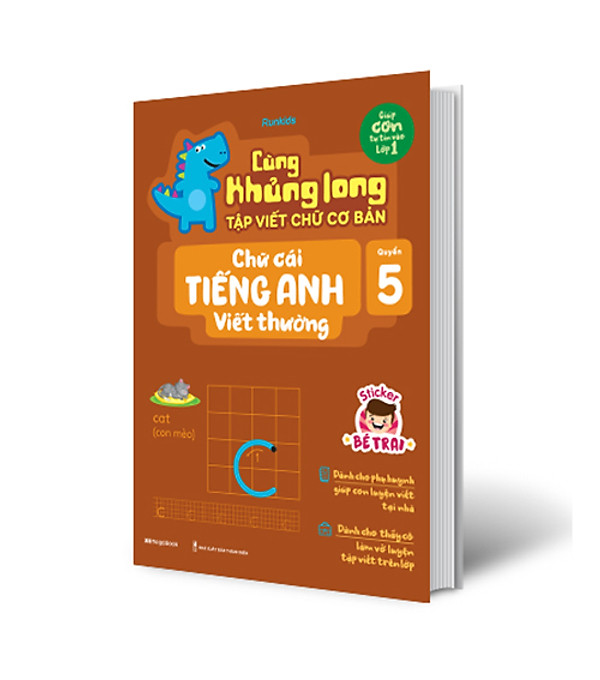 Cùng Khủng Long Tập Viết Chữ Cơ Bản – Chữ Cái Tiếng Anh Viết Thường – Quyển 5 – Sticker Bé Trai hover