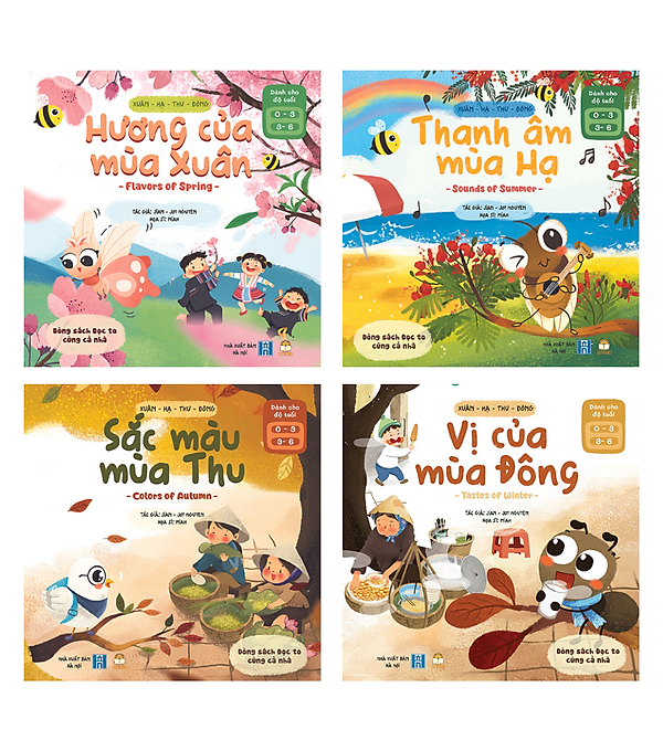 Set 4 Cuốn Xuân Hạ Thu Đông – Sách Truyện Song Ngữ Dạy Trẻ Về 4 Mùa & 4 Giác Quan (Cho Bé 0-3-6 tuổi )
