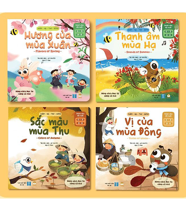 Truyện Kể Cho Bé Trước Giờ Đi Ngủ – Combo 4 Cuốn Xuân Hạ Thu Đông (Song Ngữ Việt – Anh) – Sách Song Ngữ Việt – Anh Cho Bé 0-1-2-3-4-5-6 Tuổi