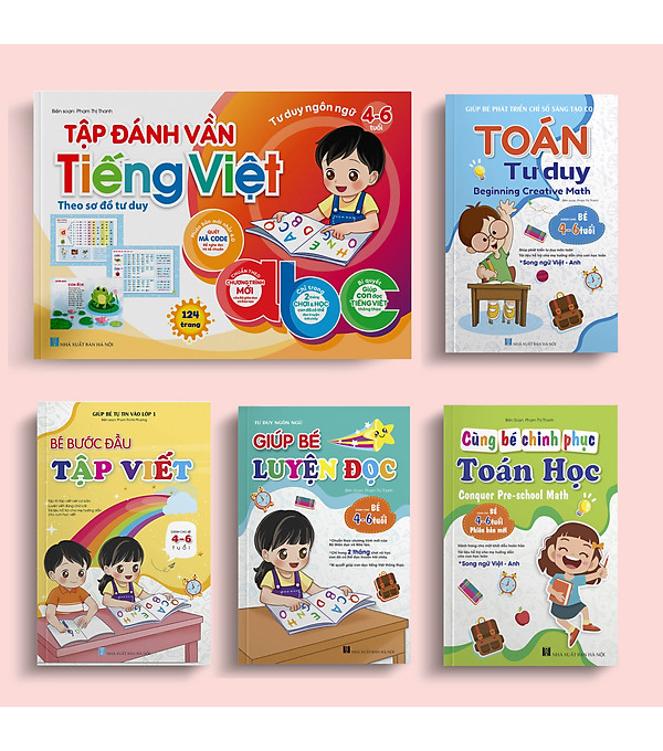 Combo 5 cuốn Tự tin vào lớp 1: Tập đánh vần – Toán Tư duy – Bước đầu Tập viết – Cùng bé Chinh phục Toán học – Giúp bé Luyện đọc hover