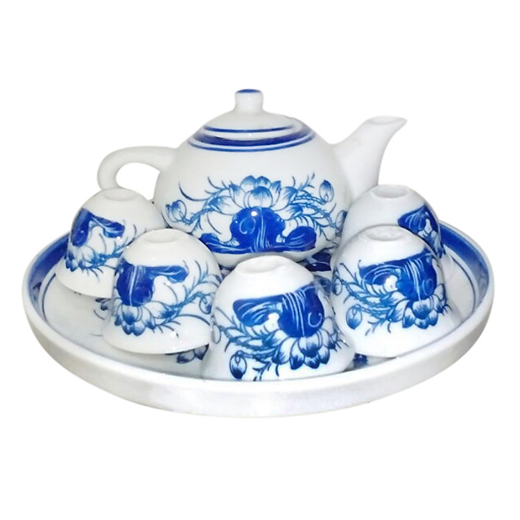 Bộ Bình Trà Đào Gốm Sứ Bát Tràng - T526