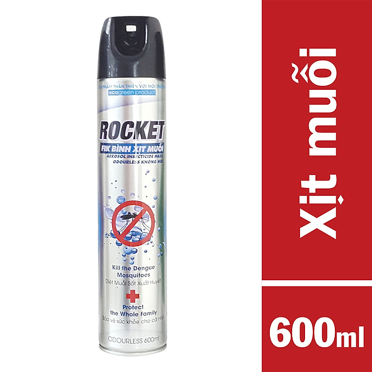 Bình Xịt Muỗi Rocket Không Mùi (600ml) – Xám