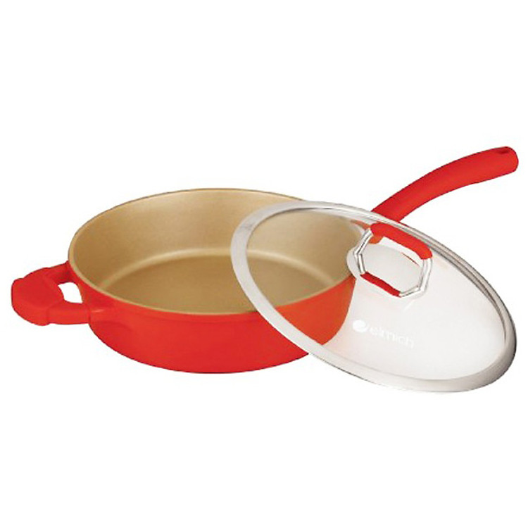 Chảo Sâu Lòng Có Vung Tráng Sứ Đáy Từ ELMICH Red Angle - 2354331 (26cm)