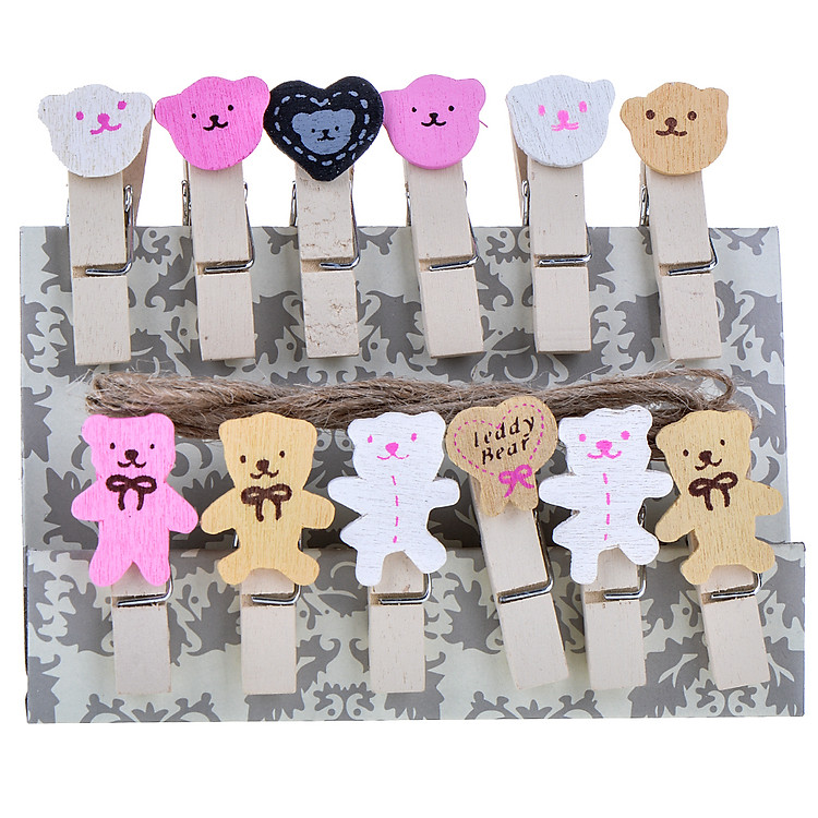 Bộ Kẹp Ảnh Gỗ - Teddy Bear