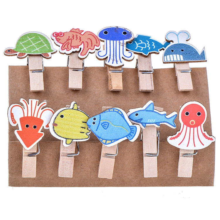 Bộ Kẹp Ảnh Gỗ - Sea Animals