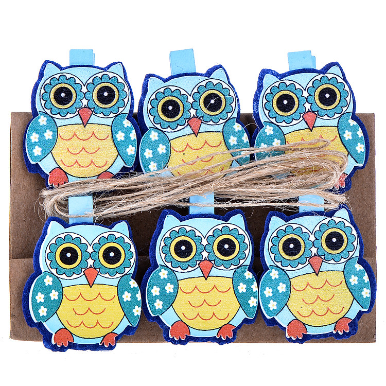 Bộ Kẹp Ảnh Gỗ - Owl Mẫu 2