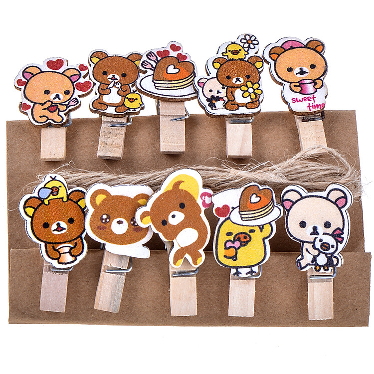 Bộ Kẹp Ảnh Gỗ - Bear Mẫu 3