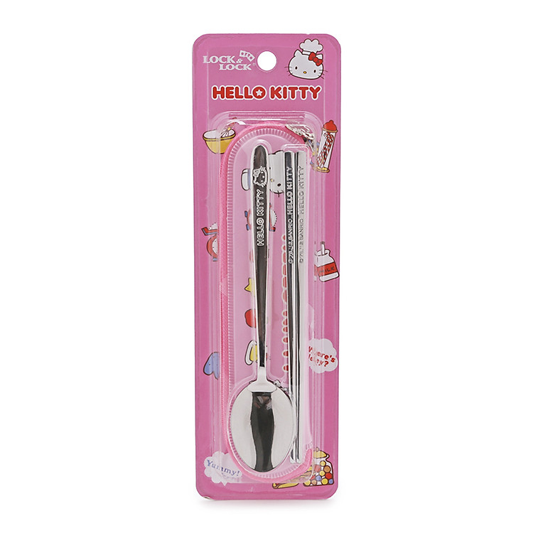 Bộ Muỗng Và Đũa Bằng Thép Không Gỉ Hello Kitty Lock&Lock-LKT001