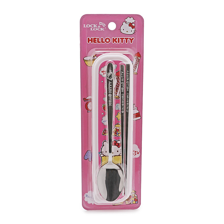 Bộ Muỗng Và Đũa Bằng Thép Không Gỉ Hello Kitty Lock&Lock-LKT003