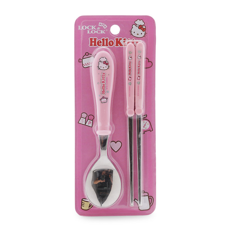 Bộ Muỗng Và Đũa Bằng Thép Không Gỉ Hello Kitty Lock&Lock-LKT006