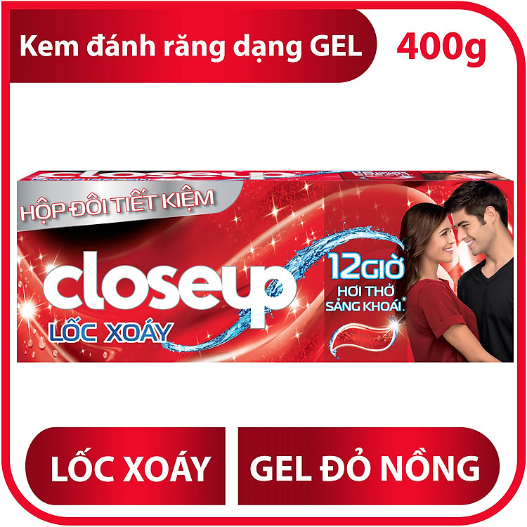 Bộ Đôi Kem Đánh Răng Close up Lốc Xoáy Gel Đỏ 400g