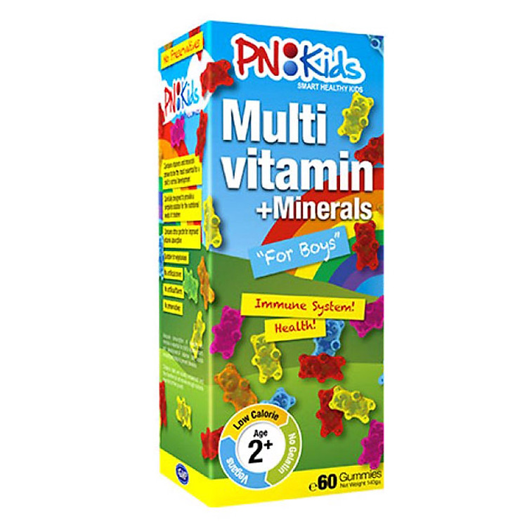 Thực Phẩm Chức Năng Viên Nhai Dẻo Bổ Sung Vitamin & Khoáng Chất Cho Bé Trai PNKids Multivitamin + Minerals For Boys (Hộp 60 Viên)