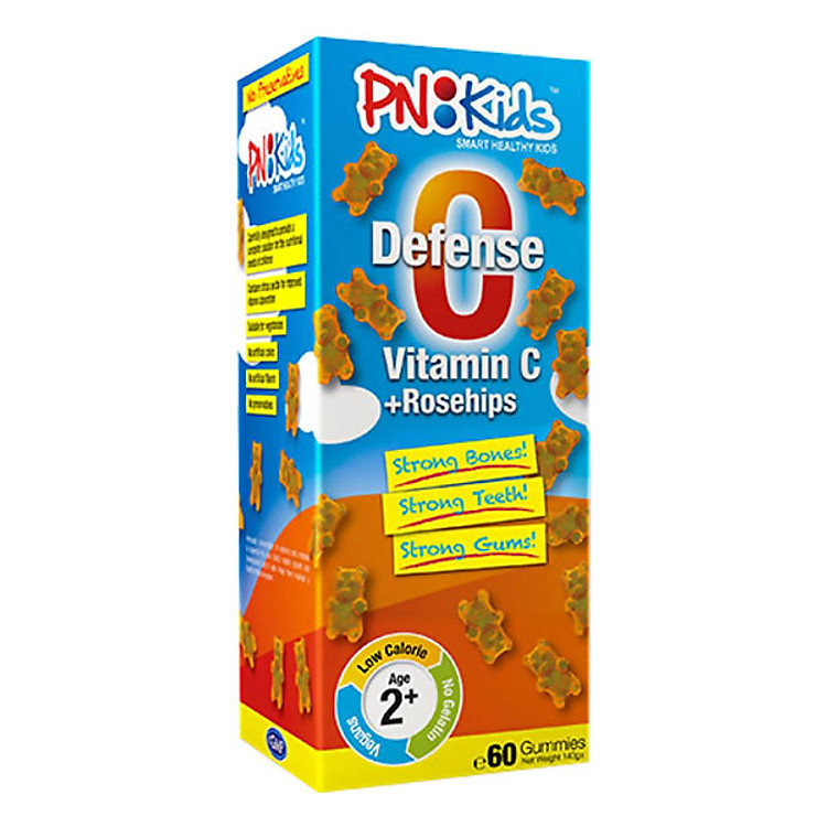 Thực Phẩm Chức Năng Viên Nhai Dẻo Bổ Sung Vitamin C Defense C - Vitamin C + Rosehips PNKids (Hộp 60 Viên)