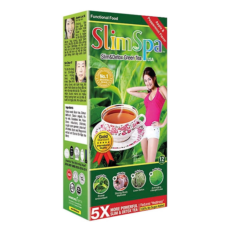 Thực Phẩm Chức Năng Trà Giải Độc Và Giảm Cân Slimspa Tea Hương Táo Và Bạc Hà (Hộp 12 Túi Lọc)
