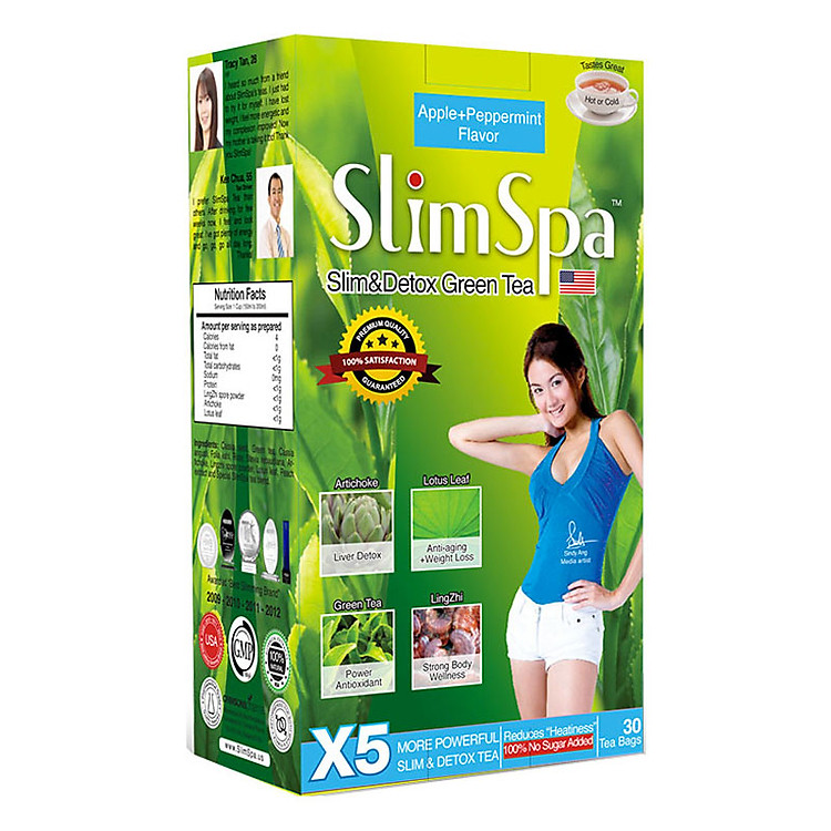 Thực Phẩm Chức Năng Trà Giải Độc Và Giảm Cân Slimspa Tea Hương Táo Và Bạc Hà (Hộp 30 Túi Lọc)