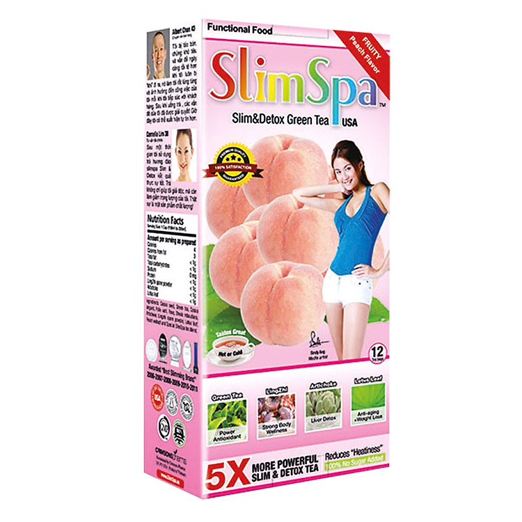 Thực Phẩm Chức Năng Trà Giải Độc Và Giảm Cân Slimspa Tea Hương Đào (Hộp 12 Túi Lọc)