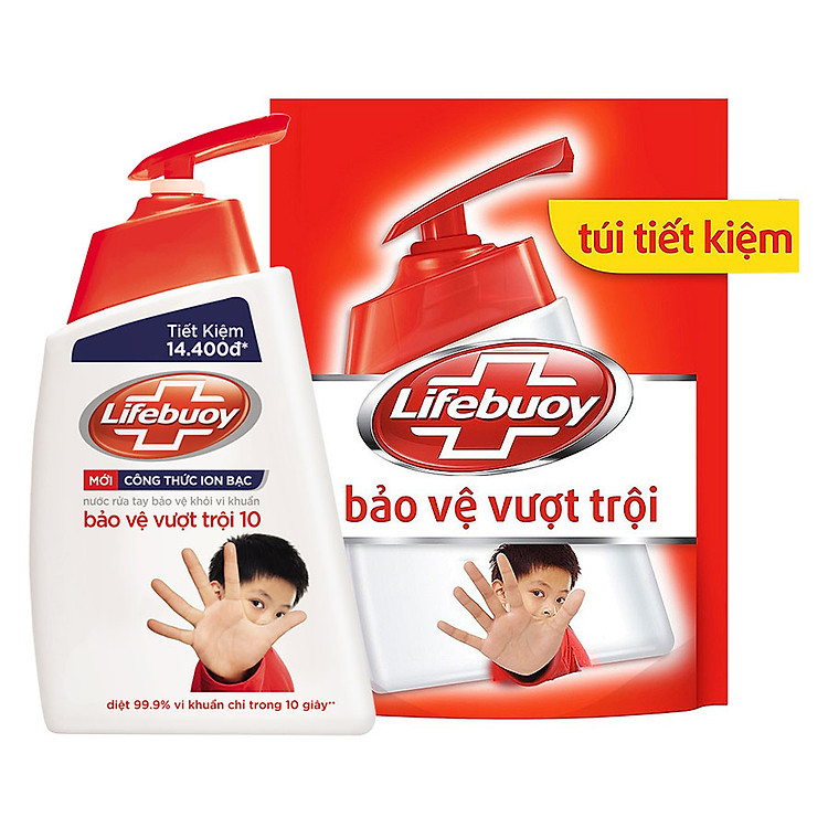Combo Nước Rửa Tay Lifebuoy Bảo Vệ Vượt Trội Chai 500g + Túi 450g