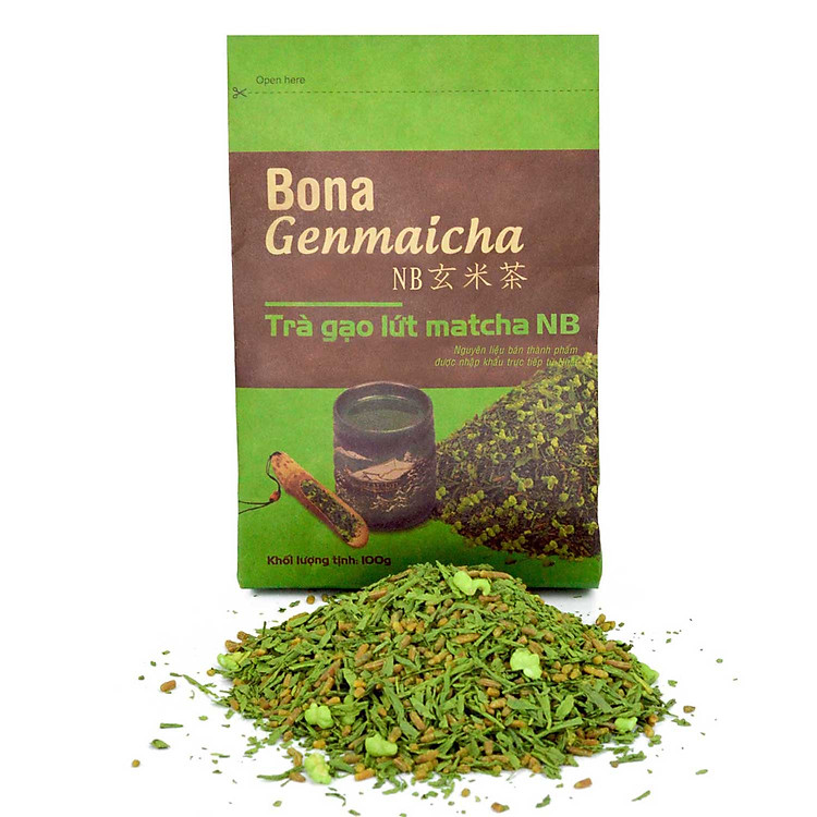 Trà Xanh Gạo Lứt Matcha Nhật Bản Bona Genmaicha 100g