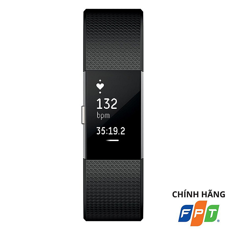 Vòng Đeo Tay Thông Minh Fitbit Charge 2 Black Silver - Hàng Chính Hãng