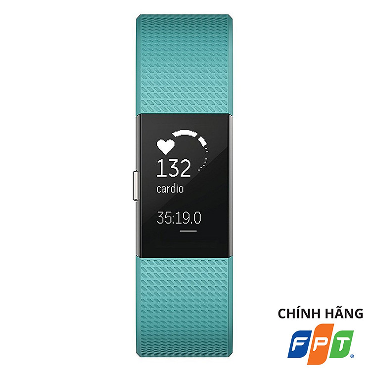 Vòng Đeo Tay Thông Minh Fitbit Charge 2 Teal Silver - Hàng Chính Hãng