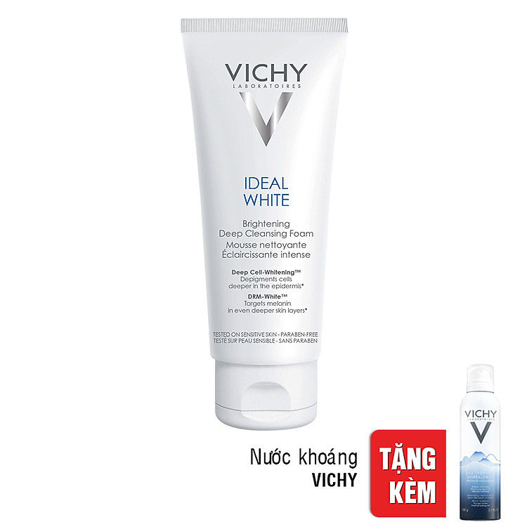 Sữa Rửa Mặt Tạo Bọt Dưỡng Trắng Da Vichy Ideal White Brightening Deep Cleansing Foam (100ml) + Tặng Nước Khoáng Vichy 100873969 (50ml)