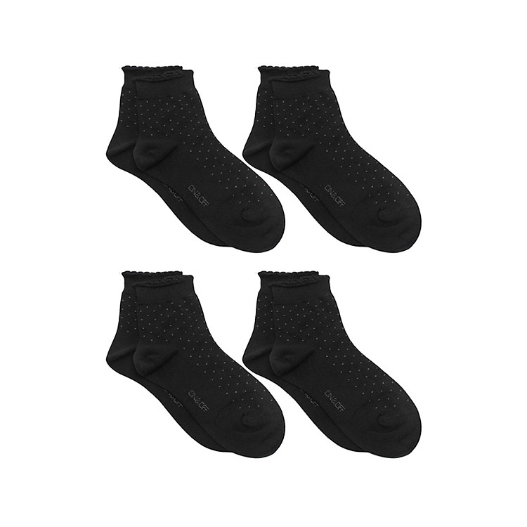 Combo 4 Vớ Nữ Cổ Trung Chấm Bi Nhỏ ON&OFF 1010002 - Đen Chấm Bi Xám