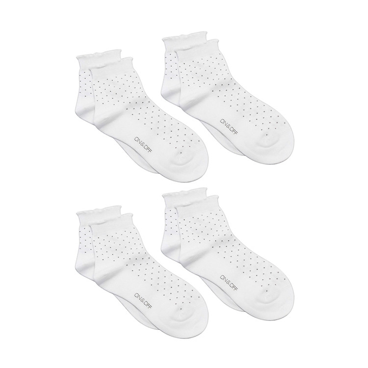 Combo 4 Vớ Nữ Cổ Trung Chấm Bi Nhỏ ON&OFF 1010002 - Trắng Chấm Bi Xám