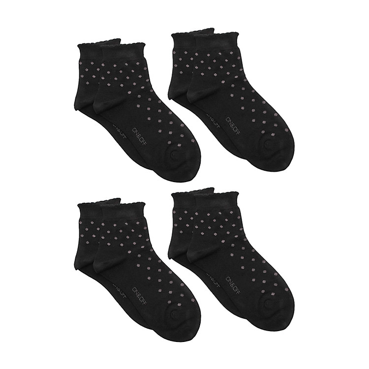 Combo 4 Vớ Nữ Cổ Trung Chấm Bi ON&OFF 1010003 - Đen Chấm Bi Xám