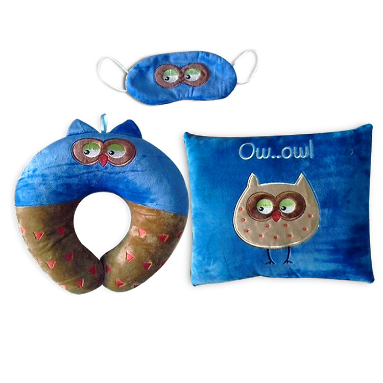 Combo Gối Tựa Lưng, Gối Chữ U Và Bịt Mắt Thivi - Hình Con Cú