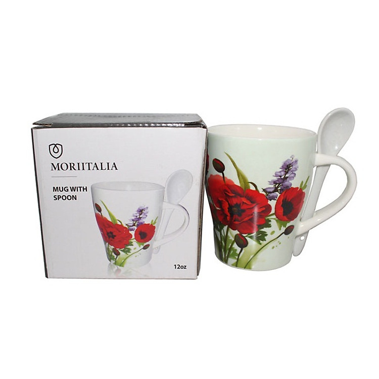 Cốc Sứ Xương 12oz (348ml) Kèm Muỗng Moriitalia 1045400A