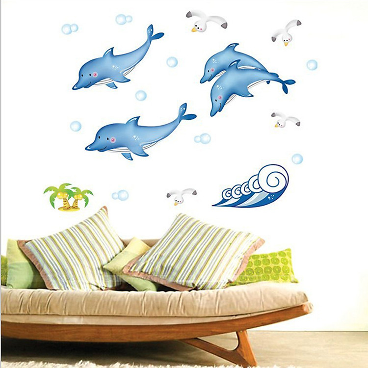 Decal Cá Heo Xanh Dạ Quang Lala Shop DC946 (80 x 70 cm)