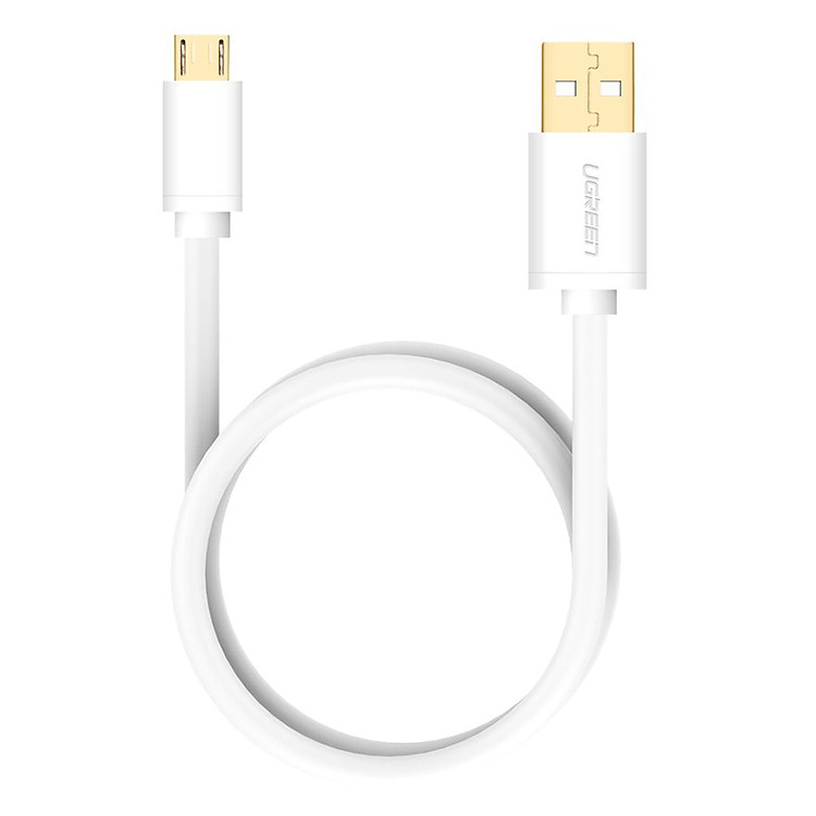 Cáp Sạc Micro USB Ugreen 0.5m -10847- Trắng - Hàng Chính Hãng