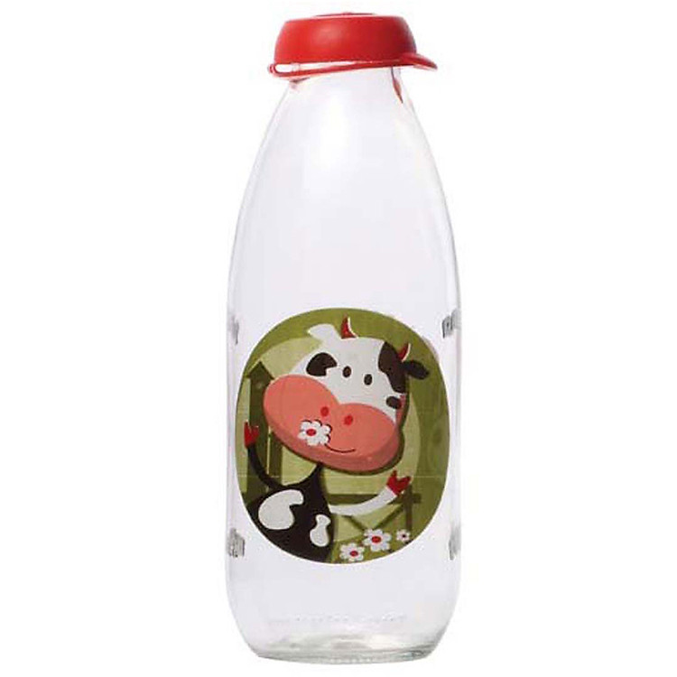 Chai Đựng Sữa Tươi Thủy Tinh HEREVIN Có Hoa Văn 111701 - 1L