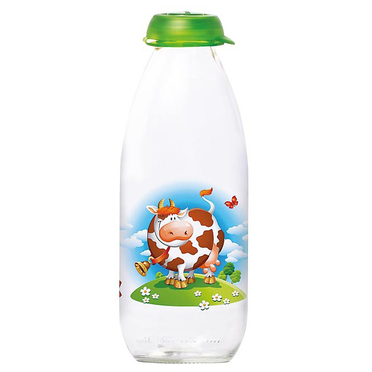 Chai Đựng Sữa Tươi Thủy Tinh HEREVIN Có Hoa Văn 111708 - 1L