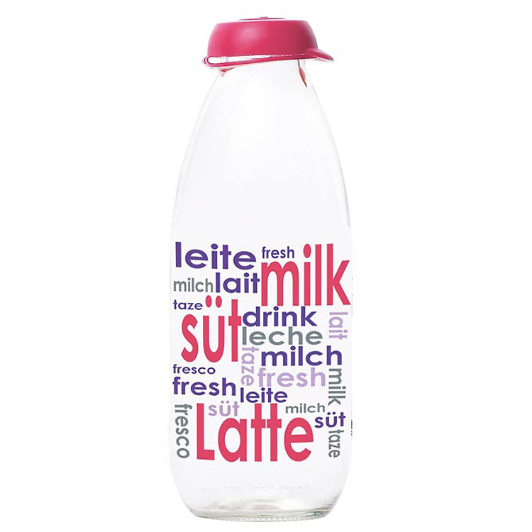 Chai Đựng Sữa Tươi Thủy Tinh HEREVIN Có Hoa Văn 111709 - 1L