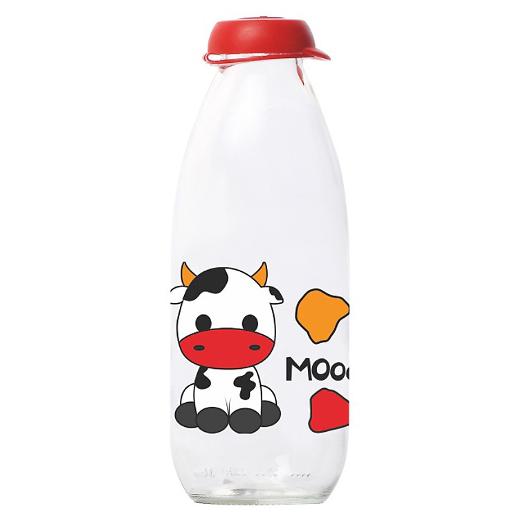 Chai Đựng Sữa Tươi Thủy Tinh HEREVIN Có Hoa Văn 111713 - 1L