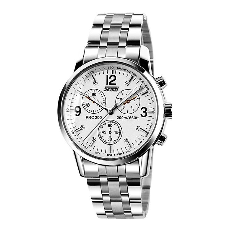 Đồng Hồ Nam Dây Kim Loại SKMEI 9070CS - Trắng