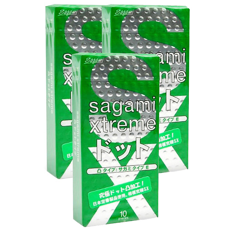 Combo 3 Hộp Bao Cao Su Sagami Xtreme Green (Hộp 10 Gói)
