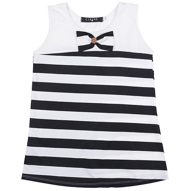 Đầm Bé Gái Họa Tiết Sọc Ngang CIRINO D_BE_STDM004 - Trắng Đen