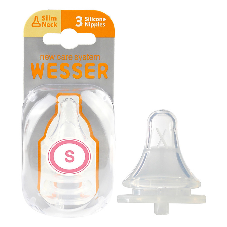 Hộp 3 Núm Ty Wesser Cổ Hẹp (Size S - Trẻ Từ 0 - 3 Tháng)