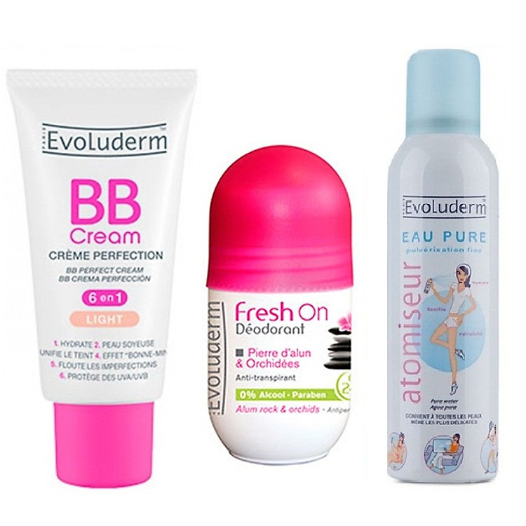 Combo 3 Kem Nền 6 In 1 + Xịt Khoáng 150ml + Lăn Thơm Alu Stone Evoluderm