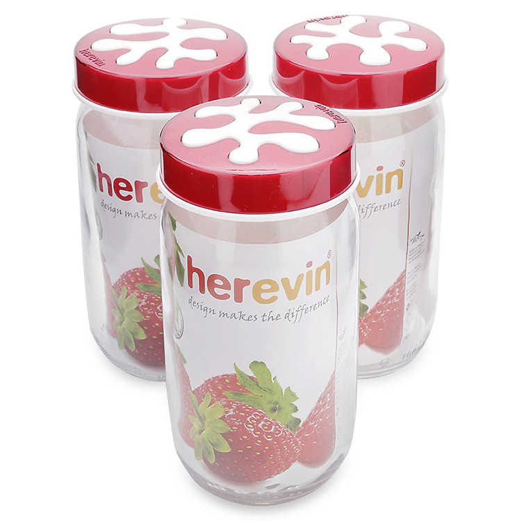 Bộ 3 Hũ Thủy Tinh Trơn HEREVIN - 135377 - 1000ml