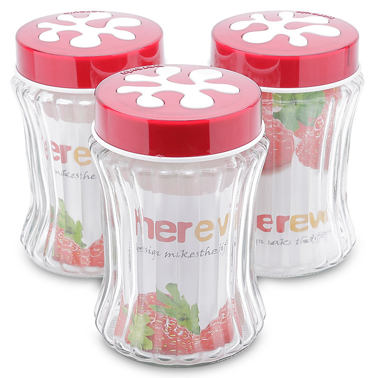 Bộ 3 Hũ Thủy Tinh Sọc Dập Nổi HEREVIN - 135904 - 1500ml