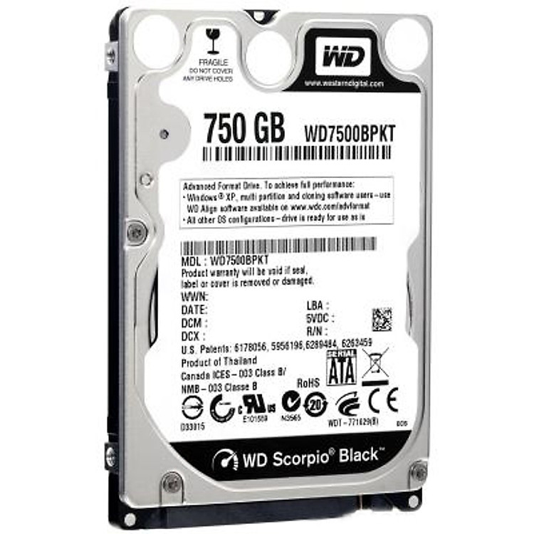 Ổ Cứng Laptop WD Black™ 750GB/16MB/7200/2.5/9.5mm - WD7500BPKX - Hàng Chính Hãng