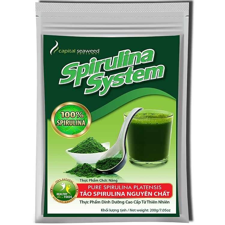 Thực Phẩm Chức Năng Bột Tảo Nguyên Chất Spirulina System Pure Spirulina Platensis - PSP_2 (Gói 60g)
