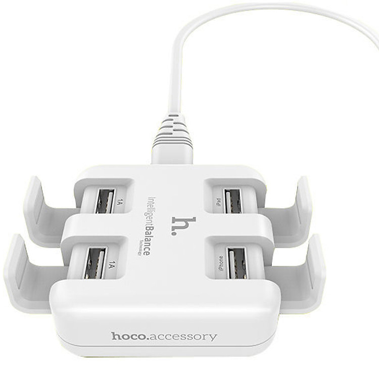 Adapter Sạc Hoco UH402 Trắng 4 Cổng USB - Hàng Chính Hãng