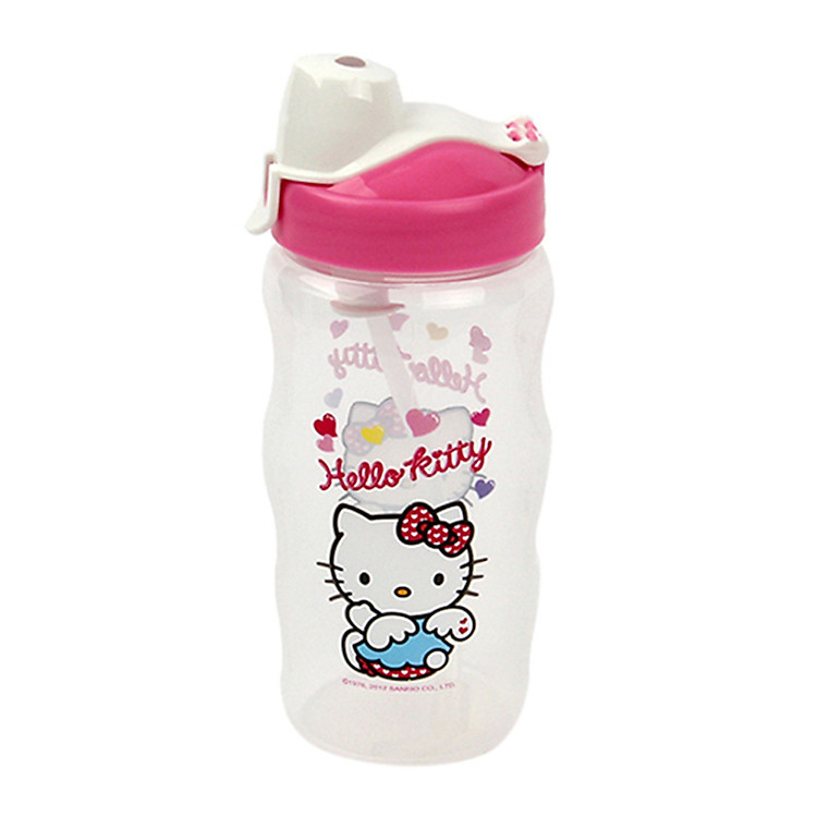 Bình Nước Bằng Nhựa Có Ống Hút Hello Kitty Lock&Lock - Dot Kids - LKT601D - 350Ml