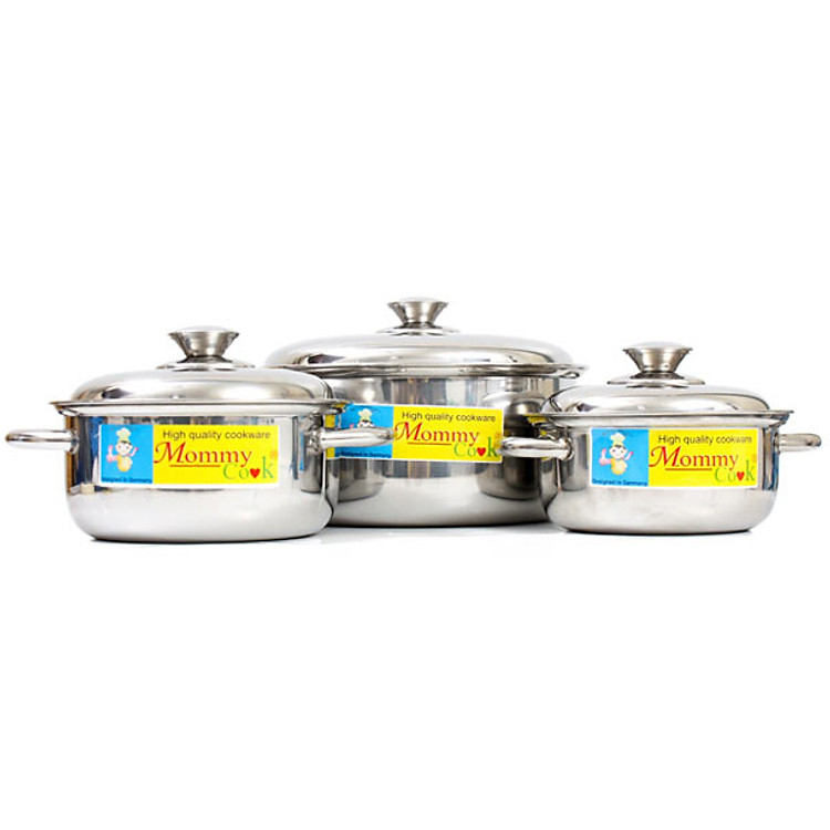Bộ 3 Nồi Mommycook Một Đáy MMC06S 16-18-24 cm