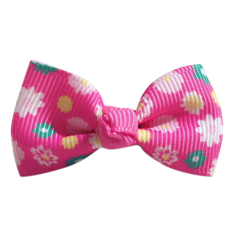 Kẹp Tóc Hình Nơ Bảo Ngọc C05 Họa Tiết Hoa - Hồng Đậm