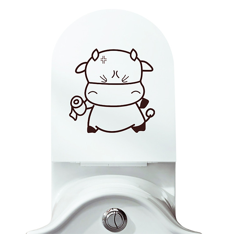 Decal Dán Bồn Cầu Chú Bò Hài Hước SHOWME DC68 (24 x 22 cm)